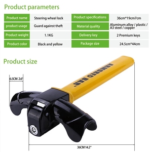 Serrure de volant de voiture universelle en acier inoxydable <span class=keywords><strong>antivol</strong></span> de sécurité rotative pour améliorer la sécurité automobile - Product Image 2
