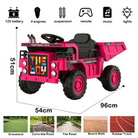 Camion excavateur électrique 12V pour enfants, voiture télécommandée avec benne basculante électrique et volant électrique pour enfants