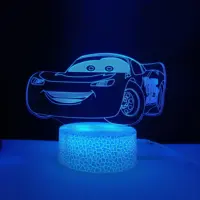 Yıldırım McQueen arabalar Led 3D lamba çatlak bankası çok renkler yaratıcı Illusion lamba araba yarışı kamyon tasarımları 3D Led illusion lamba