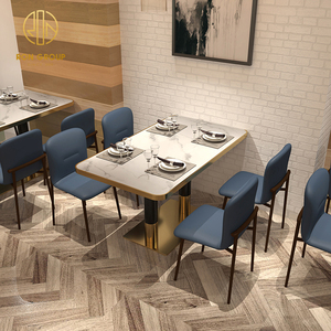 Ensemble table et chaises carrées <span class=keywords><strong>en</strong></span> marbre blanc de luxe moderne pour McDonald's, café commercial, mobilier de restaurant personnalisé, design <span class=keywords><strong>en</strong></span> bois - Product Image 5