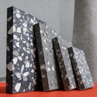 Azulejos de Terrazo de Mármol Artificial con Chapa Blanca y Negra, Resistentes al Desgaste, Solución Duradera para Revestimiento de Paredes Exteriores