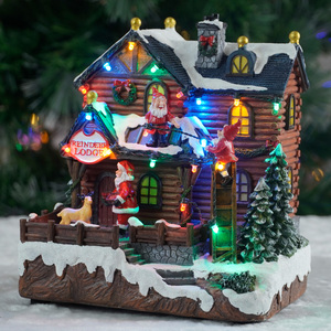 Grossiste en résine village de noël <span class=keywords><strong>d</strong></span>écorations de Noël cadeau de Noël avec lumière LED 8 chansons musicales et fonction mouvement - Product Image 5