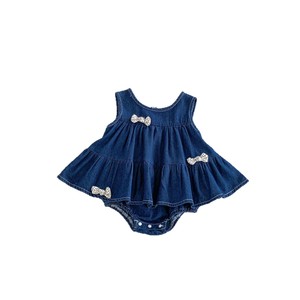 Nouvelle Collection 2026 : Barboteuse Princesse Sans Manches pour <span class=keywords><strong>Fille</strong></span>, Robe Gilet en Jean Mignonne et Tendance pour l'Été, <span class=keywords><strong>Combinaison</strong></span> Élégante pour Bébé - Product Image 5