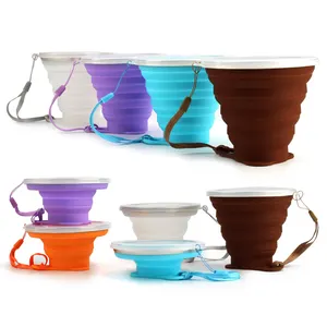 Cangkir teh dan kopi dapat dilipat, Mug perjalanan silikon bebas BPA dapat digunakan kembali untuk berkemah & penggunaan pesta