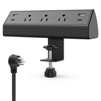 Prise de courant à fixation sur bureau ETL avec 2 ports USB-A, 1 port USB-C, 3 prises CA, protection contre les surtensions, pour bureau
