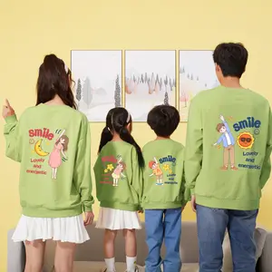 2023 Autumn Kids Mother Care Pullover Cartoon Printed Custom Family Sweatshirts Long Sleeve Causal Kids Parents Matching Clothes