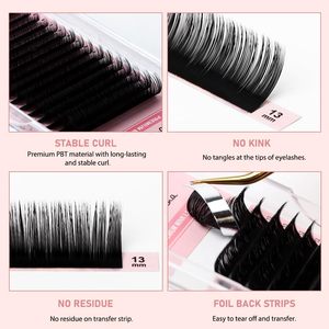 Extensions de cils individuelles en plateau, fournitures pour extensions de cils en soie noir mat, extensions de cils volume intense en cachemire - Product Image 5