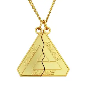 FOREVER BEST FRIENDS Triangular split fashion long stainless steel pendant necklace for men and women