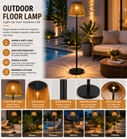 Lampe solaire sur pied avec abat-jour en rotin, étanche, pour jardin extérieur, patio, bord de piscine, lumière ambiante chaude, allumage et extinction automatiques du crépuscule à l'aube