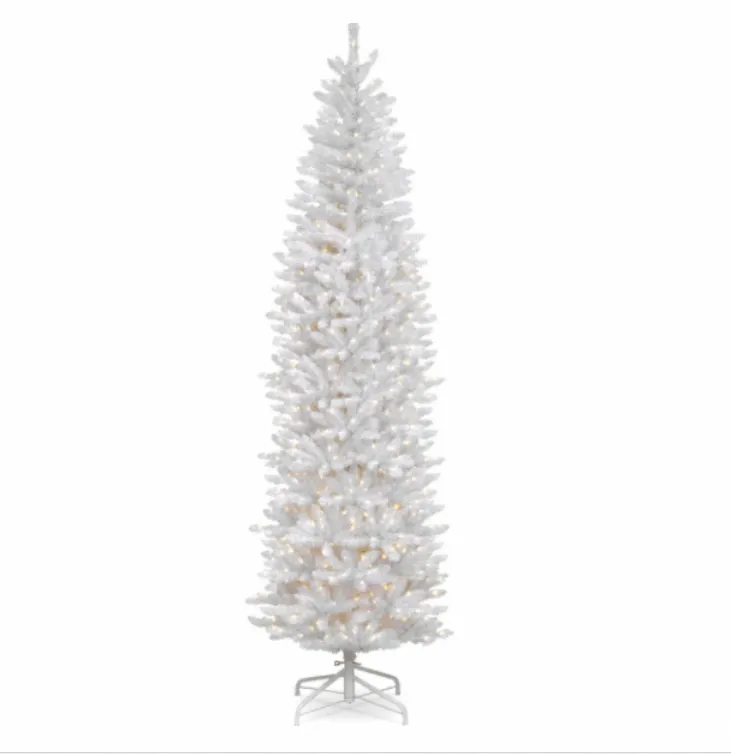 Новый дизайн 9 футов предварительно освещенная белая елка тонкий белый карандаш светодиодная ель Рождественская елка