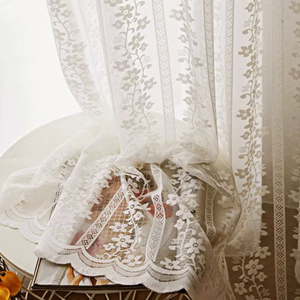 Design Wedding Jacquard Living Room Floral Lightweight <strong>Spot</strong> Elegant Bedding Sheer Curtain <strong>Fabric</strong> White - Product Image 2
