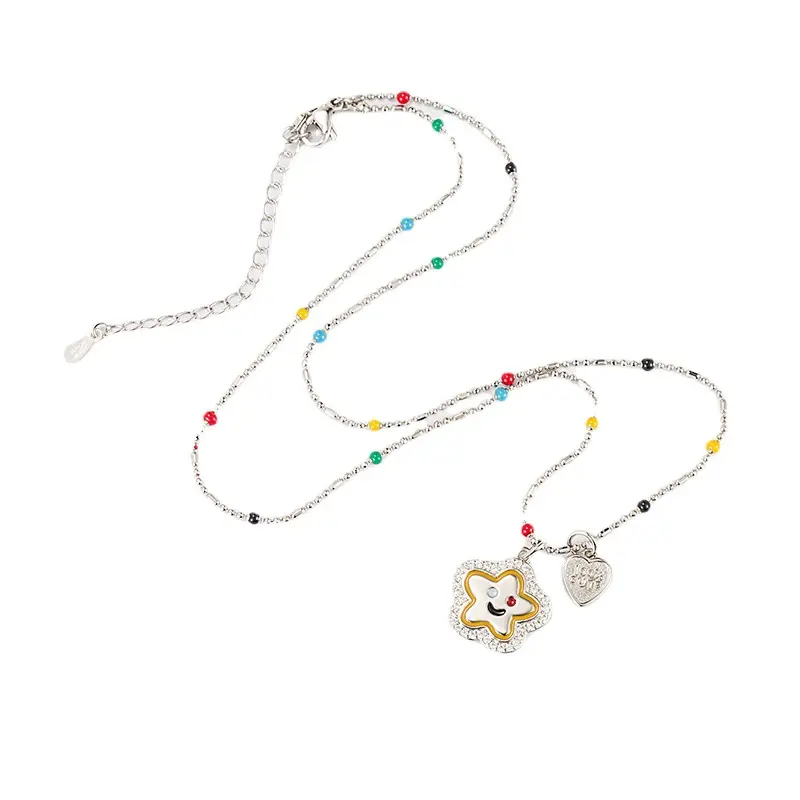 OuHua Nuage, Étoile, Amour, Perles, Collier Coloré, Design Simple et Unique, Unique et Accessoires pour Femme OH-1374