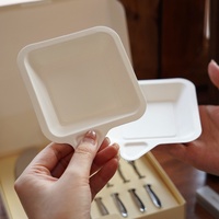 Ensemble de service à gâteau jetable et biodégradable en boîte avec assiettes, fourchettes, bougies d'anniversaire et chapeaux de fête