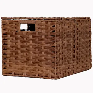 Wholesale Home French Rattan Rectangular Storage Basket With Lid Hand Woven Basket Snack Box Suitcase Clothes Organizer Basket