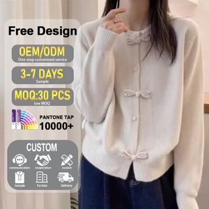 <span class=keywords><strong>Cardigan</strong></span> Elegante da Donna Primaverile Monopetto <span class=keywords><strong>Lungo</strong></span> <span class=keywords><strong>Rosso</strong></span> con Fiocco Lavorato a Maglia con Colletto Abbottonato Motivo Tinta Unita Decorazione Floreale - Product Image 2