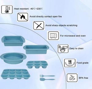 Juego de Moldes para Hornear de Silicona 7 en 1, Libres de BPA, con Moldes Redondos y Cuadrados para Pasteles y Pan, Utensilios para Hornear - Product Image 6