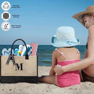 Bolsa de Yute Ecológica de Calidad para Compras, Regalos de Playa, Regalos para Amigas, Madres, Cumpleaños, Despedidas de Soltera, con Iniciales - Product Image 4