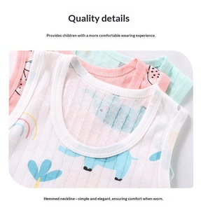 Conjunto de Ropa para Niños y Niñas, Bebés y Niños Pequeños, con Logotipo Personalizado de Fábrica, Chalecos sin Mangas y Pantalones Cortos de Algodón con Dibujos Animados, para el Verano - Product Image 3