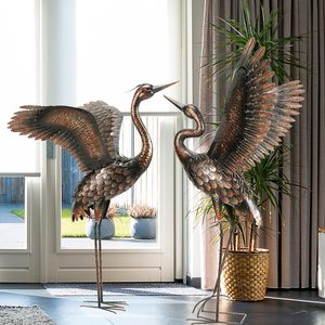 Paquete de 2 Estatuas de Garzas de Acero Inoxidable Pulido para Decoración de Jardín - Product Image 5