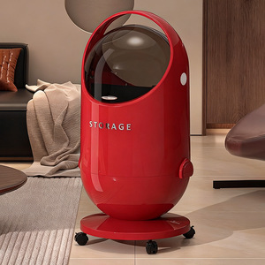 Poubelle Capsule Spatiale Grande Capacité Mobile pour Intérieur, Corbeille à Déchets Domestique Ronde en Plastique - Product Image 1