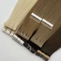Extensions de cheveux à bandes adhésives double épaisseur, cheveux humains vierges non traités, cuticules alignées, pour la vente en gros aux salons