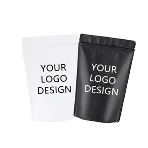 Bolsa de aluminio mate con cremallera para embalaje de alimentos, bolsa de embalaje de comida con ziplock, con logotipo impreso personalizado, doypack mylar, negro