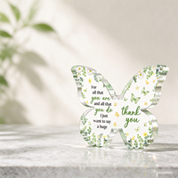 Plaque en acrylique personnalisée en forme de papillon avec texte sur mesure, cadeau souvenir de remerciement, décoration de table