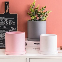 Vente en gros Pots de fleurs cylindriques d'intérieur en céramique colorés Pot en terre cuite Plateau Argile Cactus Jardinière Décoration intérieure Design Pack Jardinage