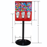 Distributeur automatique de bonbons à 3 têtes, machine à bonbons avec système de paiement par pièces et fonction SDK