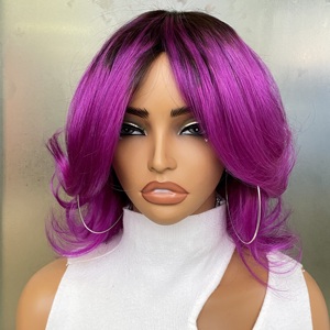 Couleur violette avec racine noire <span class=keywords><strong>Cheveux</strong></span> humains courts <span class=keywords><strong>ondulés</strong></span> Pixie Cut <span class=keywords><strong>pour</strong></span> les femmes noires Perruque <span class=keywords><strong>courte</strong></span> <span class=keywords><strong>Cheveux</strong></span> humains sans colle aucune perruque de dentelle - Product Image 2