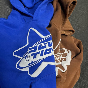 400g Heavyweight 100% algodón French Terry Hoodies para hombres de gran tamaño <span class=keywords><strong>moda</strong></span> 3D Puff Print Logo Custom Mens Hoodie - Product Image 4
