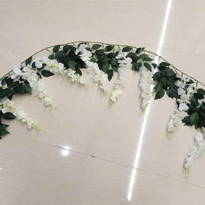 Guirlande <span class=keywords><strong>de</strong></span> fleurs artificielles en <span class=keywords><strong>fil</strong></span> <span class=keywords><strong>de</strong></span> <span class=keywords><strong>fer</strong></span> <span class=keywords><strong>de</strong></span> haute qualité M0311, glycine suspendue, 6 branches, fleurs <span class=keywords><strong>de</strong></span> glycine artificielles en soie - Product Image 1