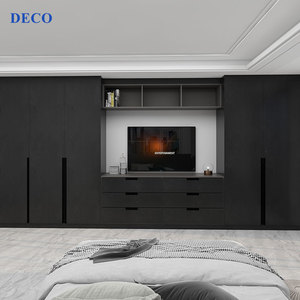 Ultimi Armadi di Lusso con Ante a Battente, Design Modulare, Mobile Contenitore, Mobile <span class=keywords><strong>TV</strong></span> Moderno in Legno con Ante Scorrevoli e <span class=keywords><strong>TV</strong></span> Integrata - Product Image 2