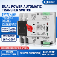 Commutateur de transfert automatique ATS, commutateur de commutation de source double alimentation 63/100/125A 2/3/4P pour système de secours d'alimentation du générateur