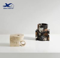 Porte-bougie en marbre noir gris naturel en gros, pot à bougie avec couvercle