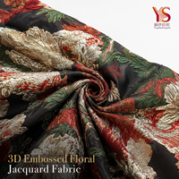 Tissu brocart floral jacquard 3D gaufré 147 g/m² avec effet métallique doré pour vêtements