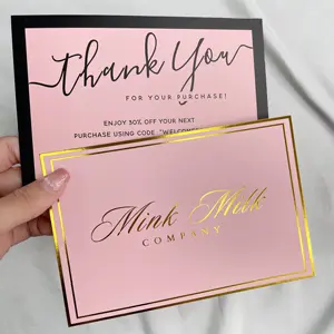 Custom Logo Blush Pink Ecommerce Business Parcel Insert Shopping Thank You for Your Order Purchase Card
