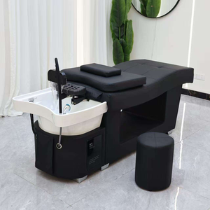 Lit de lavage capillaire de luxe en bois pour salon de coiffure, avec fonction Headspa, thérapie aquatique allongée et massage par circulation d'eau - Product Image 5