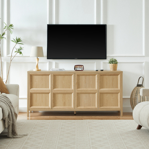 67" Modern Living Room Sideboard Storage Cabinet Tip-On Opening Soft-Close <b>Hinges</b> Tilt-Proof Wall Mount Oak Particle Board - Product Image 1