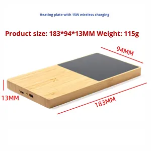 2'si 1 Arada Bambu ve Ahşap Isıtma Plakası 15W Kablosuz Şarj Cihazı, Bardak Altlığı ve Telefon Şarjı için Hızlı Isıtma Özellikli Model YJX-5212 - Product Image 5