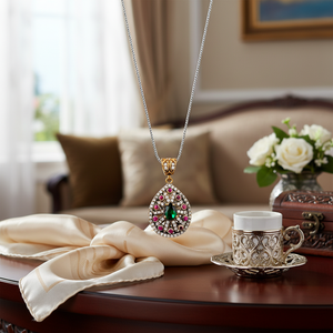 Authentic Silver Pear Shape <b>Pendant</b> in Wholesale Turkish 925 Sterling Silver Jewelry Online for Women - Product Image 3