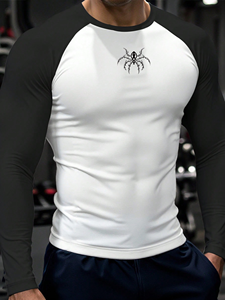 T-Shirt Sportiva da Uomo Slim Fit a Maniche Lunghe con Stampa Ragno, Alta Elasticità, Asciugatura Rapida, 180 Grammi, Misto Poliestere e Spandex - Product Image 5