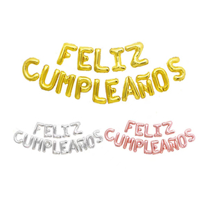 Set de Globos de Aluminio Personalizados con Diseño Popular en <span class=keywords><strong>Español</strong></span> para Decoración de Fiestas de Cumpleaños, Colgantes, con Soporte OEM - Product Image 4