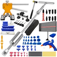 Kit de Reparación de Abolladuras de Coche, Herramienta de Extracción de Abolladuras sin Pintura, Extractor de Ventosas para Carrocería, Martillo y Pistola de Pegamento de Aluminio para Taller de Automóviles