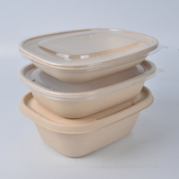 Boîte à lunch jetable en pulpe de bagasse et matériaux recyclés, avec couvercle, impression offset, pour nouilles, vente directe usine