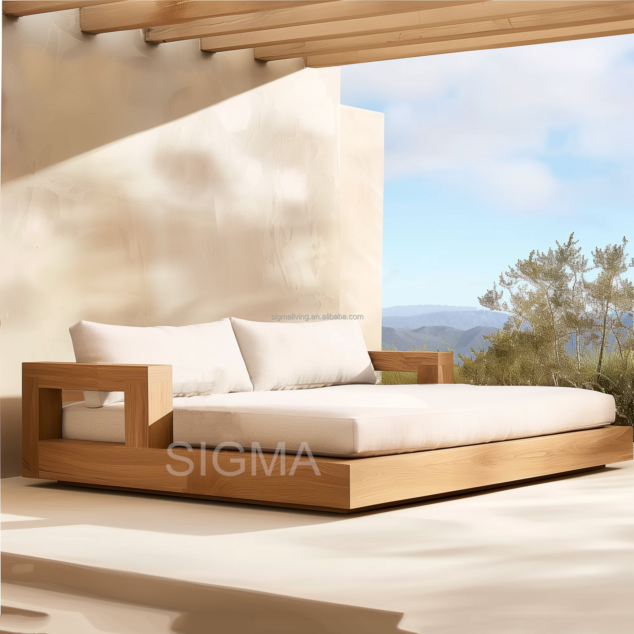 Outdoor Teak Furniture Sun Lounge Bed Outdoor Furniture Wood Sunbed Outdoor Sun Loungers