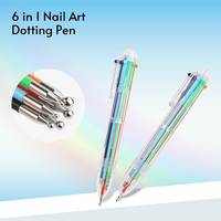 BIN nouveau 6 en 1 perles stylo manucure Nail Art dessin fleurs ongles Push-Type pointillage stylo outil pointe Dot peinture ongles pointe Dot peinture