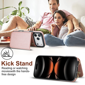 <span class=keywords><strong>Funda</strong></span> de teléfono de cuero con cuerpo cruzado multifuncional para <span class=keywords><strong>Iphone</strong></span> 17 16 16E, soporte para ranura para tarjeta, 14 Pro, <span class=keywords><strong>funda</strong></span> magnética para teléfono con monedero - Product Image 5