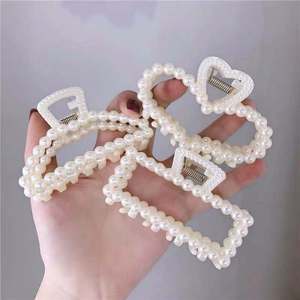 <span class=keywords><strong>PL</strong></span>美人鱼复古发爪夹韩版Ins珍珠发夹气质鲨鱼盘发大夹爪夹 - Product Image 3