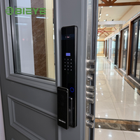Puertas Francesas de Seguridad de Lujo, con Rejilla Exterior de Vidrio, Modernas, Dobles, de Aleación de Aluminio, con Cerradura Inteligente y Aislamiento Térmico para Casa